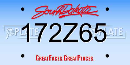172Z65 South Dakota License Plate