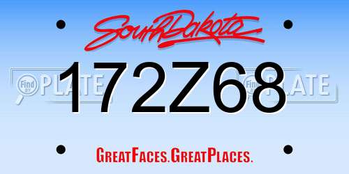 172Z68 South Dakota License Plate