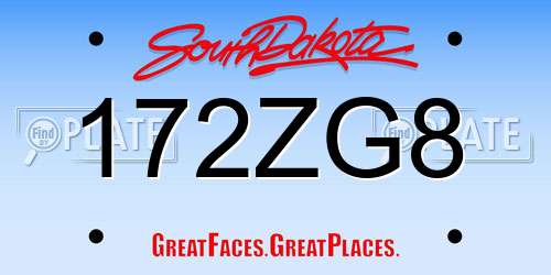 172ZG8 South Dakota License Plate