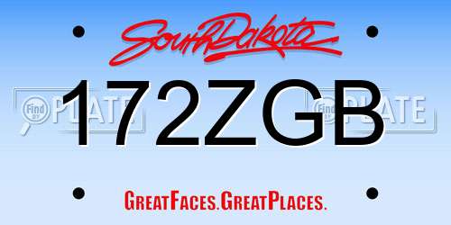 172ZGB South Dakota License Plate