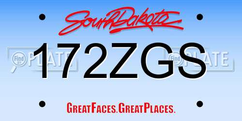 172ZGS South Dakota License Plate