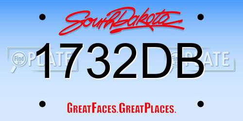 1732DB South Dakota License Plate