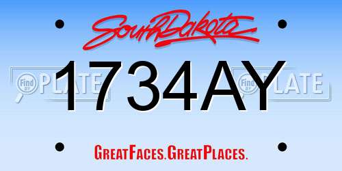 1734AY South Dakota License Plate