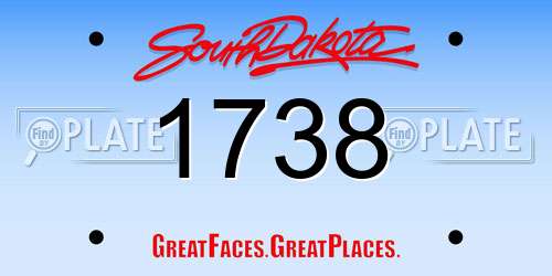 1738 South Dakota License Plate