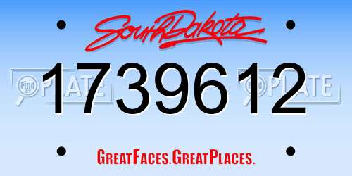 1739612 South Dakota License Plate