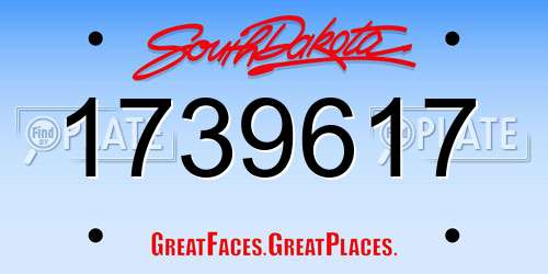 1739617 South Dakota License Plate