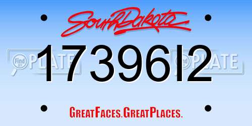 17396I2 South Dakota License Plate