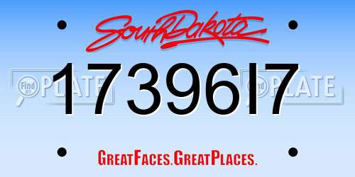 17396I7 South Dakota License Plate