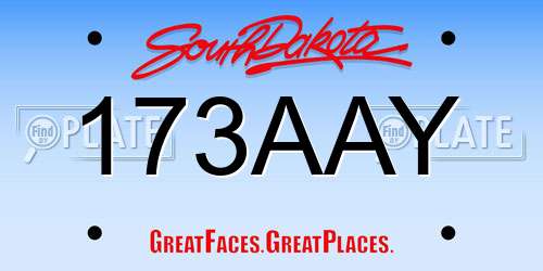 173AAY South Dakota License Plate