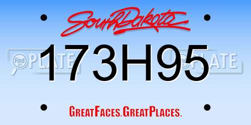 173H95 South Dakota License Plate