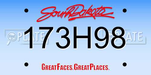 173H98 South Dakota License Plate