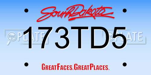 173TD5 South Dakota License Plate