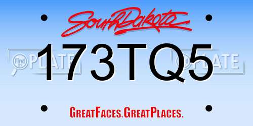173TQ5 South Dakota License Plate