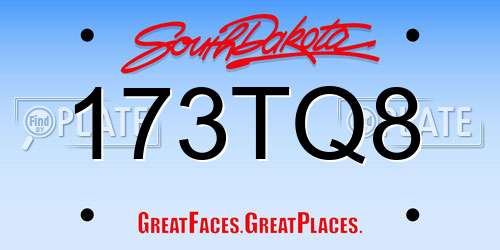 173TQ8 South Dakota License Plate