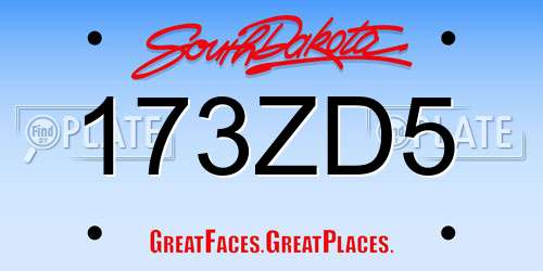 173ZD5 South Dakota License Plate