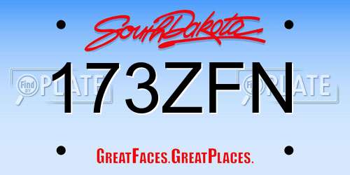 173ZFN South Dakota License Plate