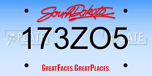 173ZO5 South Dakota License Plate