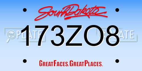 173ZO8 South Dakota License Plate
