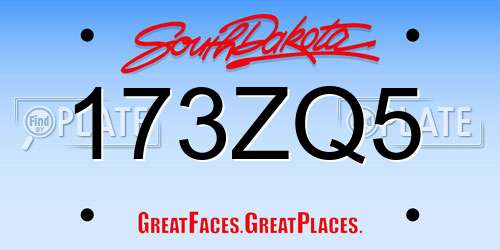 173ZQ5 South Dakota License Plate