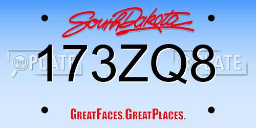 173ZQ8 South Dakota License Plate