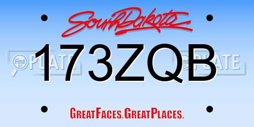 173ZQB South Dakota License Plate
