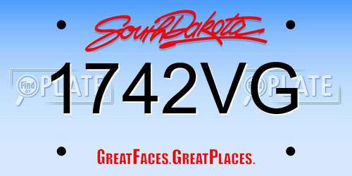 1742VG South Dakota License Plate