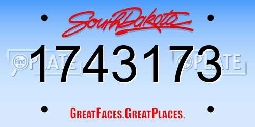 1743173 South Dakota License Plate