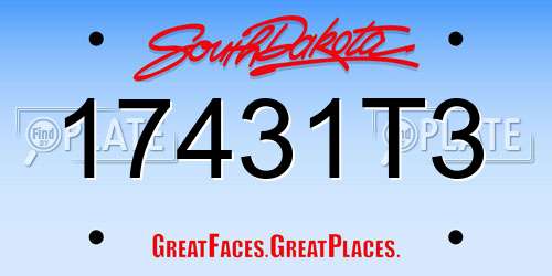 17431T3 South Dakota License Plate