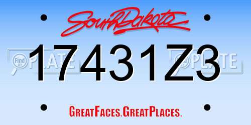 17431Z3 South Dakota License Plate