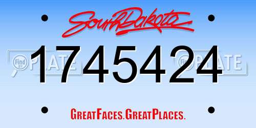 1745424 South Dakota License Plate