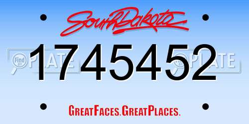1745452 South Dakota License Plate