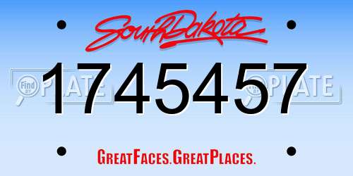 1745457 South Dakota License Plate