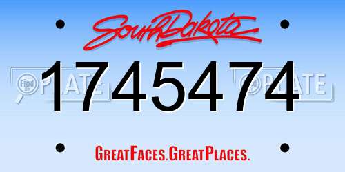 1745474 South Dakota License Plate