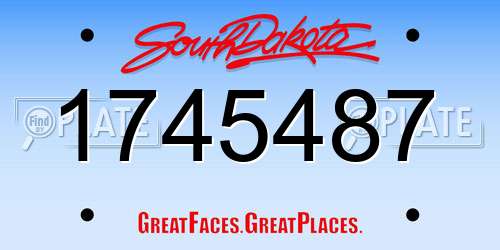 1745487 South Dakota License Plate