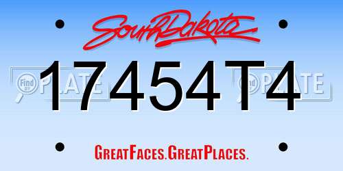 17454T4 South Dakota License Plate