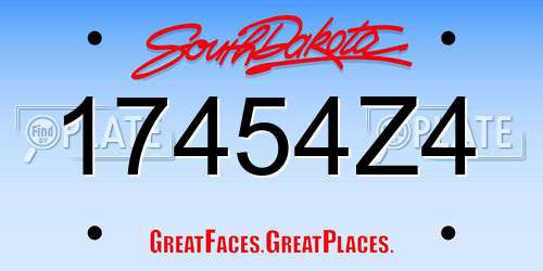 17454Z4 South Dakota License Plate