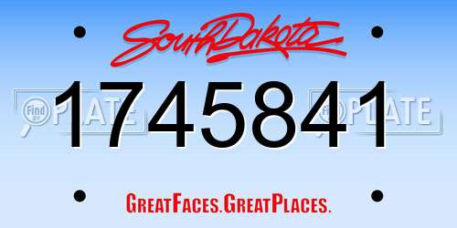 1745841 South Dakota License Plate