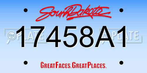 17458A1 South Dakota License Plate