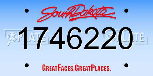 1746220 South Dakota License Plate