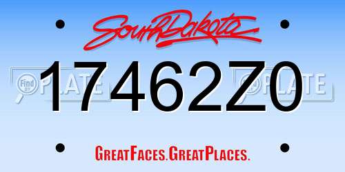 17462Z0 South Dakota License Plate