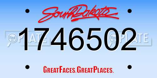 1746502 South Dakota License Plate