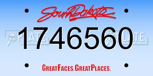 1746560 South Dakota License Plate