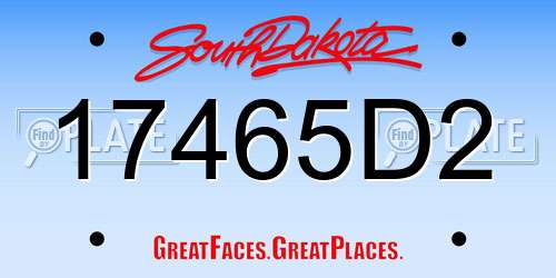17465D2 South Dakota License Plate