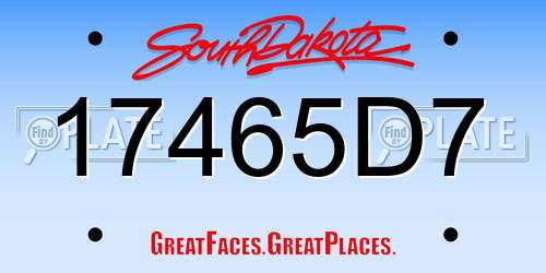 17465D7 South Dakota License Plate
