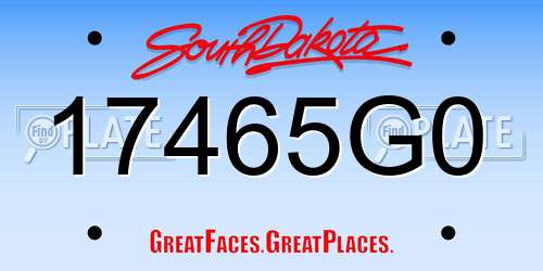 17465G0 South Dakota License Plate