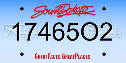 17465O2 South Dakota License Plate