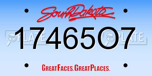 17465O7 South Dakota License Plate