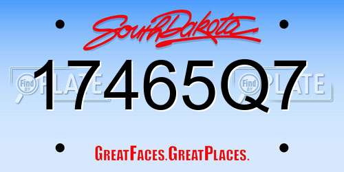 17465Q7 South Dakota License Plate