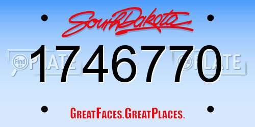 1746770 South Dakota License Plate