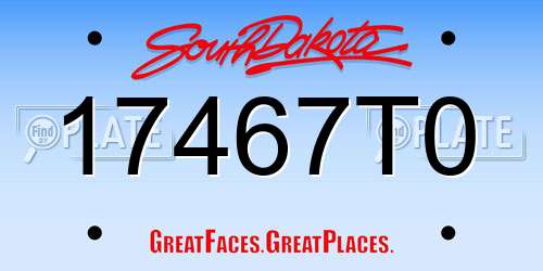 17467T0 South Dakota License Plate